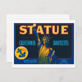 Statue California Bartletts  Crate Label Briefkaart (Voorkant / Achterkant)