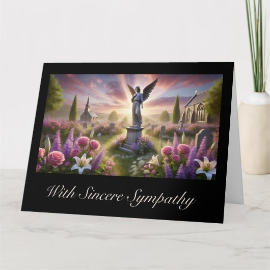 Statue d'ange avec Fleurs Carte de Sympathie (Devant)