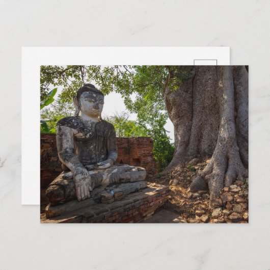 Statue dans les temples d'Ava sur la carte postale (Devant / Derrière)