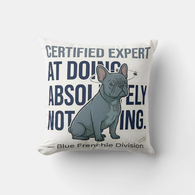 Statue de Bouledogue Français Bleu Coussin Décorat (Recto)