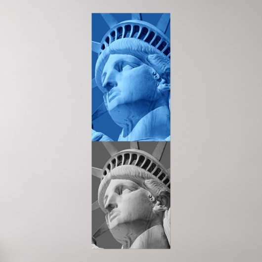 Statue de la Liberté Blue Grey Pop Art Poster Impr (Devant)