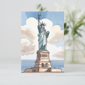 Statue de la Liberté | Carte de repère aquarelle (Debout devant)