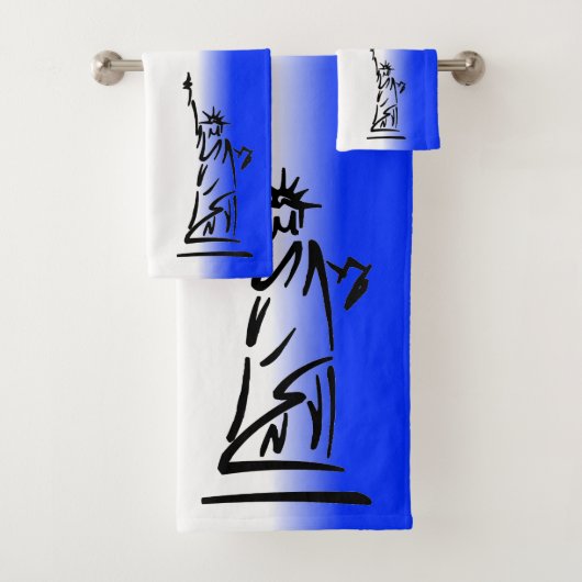 Statue de la Liberté Rayure Rouge Blanc Bleu (En situation)
