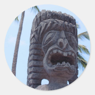 Statue de Tiki dans Kona, Hawaï - autocollant