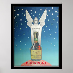 Statue et affiche vintage Art Déco