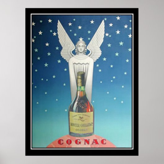 Statue et affiche vintage Art Déco (Devant)