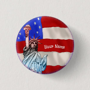 Statue Liberty Ronde Button 3,2 Cm
