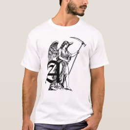 statue of a winged angel holding a scyth t-shirt
