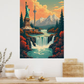 Statue of Liberty and CN Tower Landscape Poster (Keuken)
