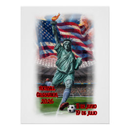 Statue of Liberty Celebrating Football on a Perfect Poster