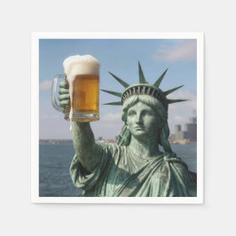 Statue of Liberty Holding Up a Beer Mug Servet