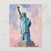 Statue of Liberty Pastel Sunset NYC Watercolor Briefkaart (Voorkant)