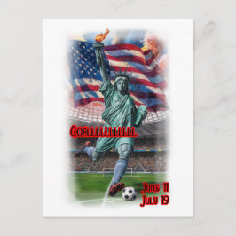 Statue of Liberty playing Soccer on a  Feestdagenkaart