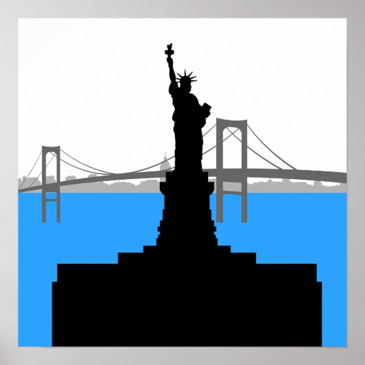 Statue of Liberty Silhouette New York Skyline Poster (Voorkant)