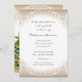 Statue Peacock w Swirl Branch Faire-part de mariag (Devant / Derrière)