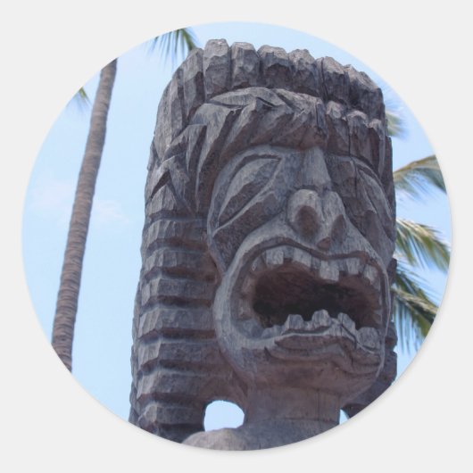 Statue Tiki à Kona, Hawaii - Autocollant (Devant)