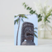 Statue Tiki à Kona, Hawaii - Carte postale (Debout devant)