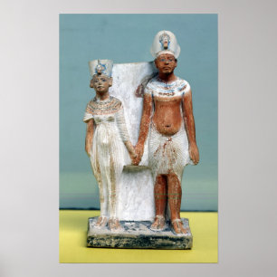Statuette van Amenophis IV en Nefertiti Poster