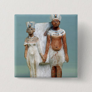Statuette van Amenophis IV en Nefertiti Vierkante Button 5,1 Cm