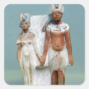 Statuette van Amenophis IV en Nefertiti Vierkante Sticker