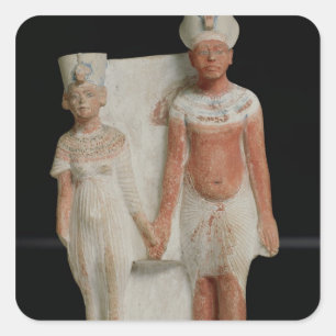 Statuette van Amenophis IV en Nefertiti Vierkante Sticker
