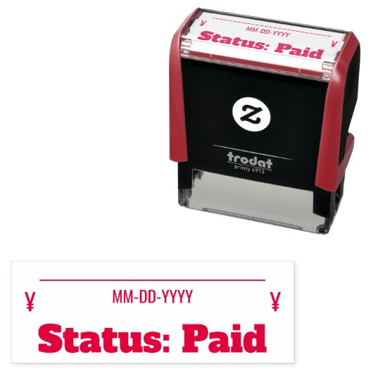 "Status: betaald" Rubberstempel Zelfinktende Stempel (In situ)