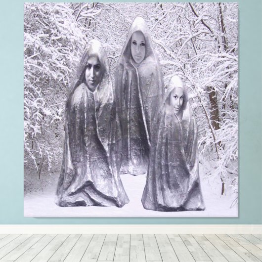 Status in de winter canvas afdruk (Insitu (Houten vloer))