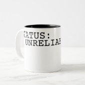 Status Onbetrouwbaar Minimalistische Typografie Tweekleurige Koffiemok (Voorkant links)