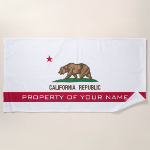 Status van Californische republiek gepersonaliseer Strandlaken