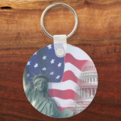 status van vrijheid en vlag sleutelhanger (Voorkant)