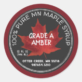 Statusnaam Maple Syrup Chalkboard Style Red Leaf Ronde Sticker (Voorkant)