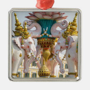 Statuut van de roze olifanten Bangkok Thailand Metalen Ornament