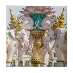 Statuut van de roze olifanten Bangkok Thailand Tegeltje