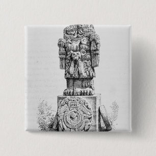 Statuut van het godin Coatlicue Vierkante Button 5,1 Cm
