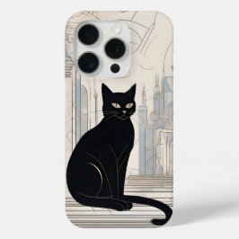 Statzwarte kat, digitale kunst iPhone 15 pro case