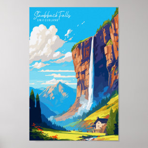Staubbach Herfsten vintage reisillustratie Poster