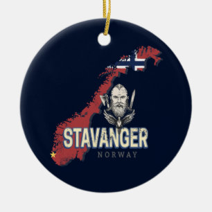 Stavanger Noorwegen Retro Stadsplattegrond vakant Keramisch Ornament