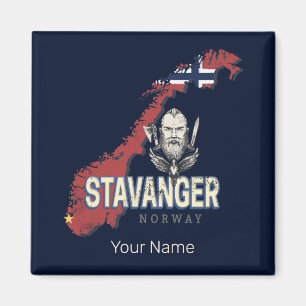 Stavanger Noorwegen Retro Stadsplattegrond vakant Magneet