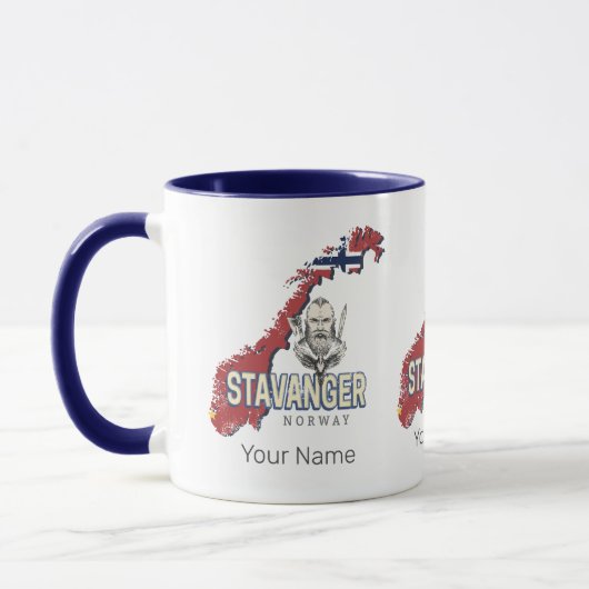 Stavanger Noorwegen Retro Stadsplattegrond  vakant Mok (Links)
