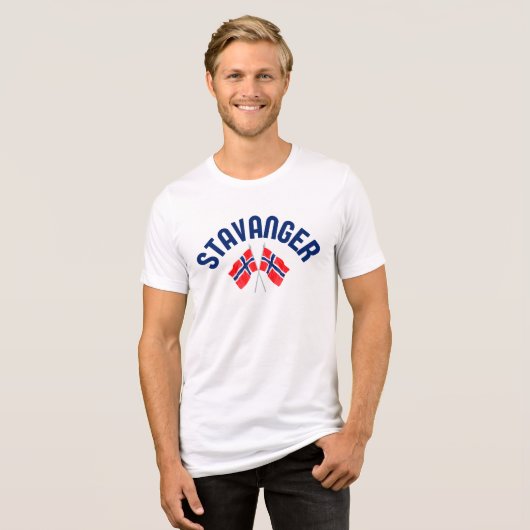 STAVANGER Noorwegen Vlaggen Tri-Blend Shirt (Voorkant volledig)