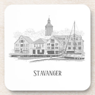 Stavanger Norway Beauful Streetscape Drawing Bier Onderzetter