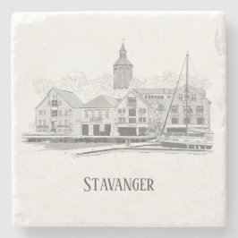 Stavanger Norway Beauful Streetscape Drawing Stenen Onderzetter