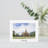 Stave church à Lom, Norvège Carte postale en texte (Debout devant)