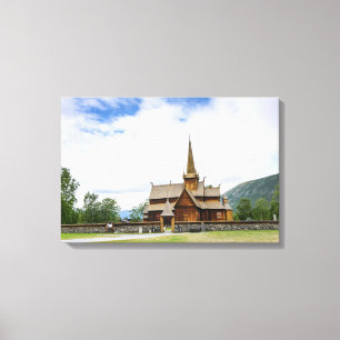 Stave-kerk in Lom, Noorse canvasafdruk Canvas Afdruk