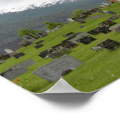 Stave-kerk met begraafplaats in het poster Noorweg (Hoek)