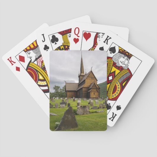 Stave-kerk met begraafplaats in Noorwegen Pokerkaarten (Achterkant)