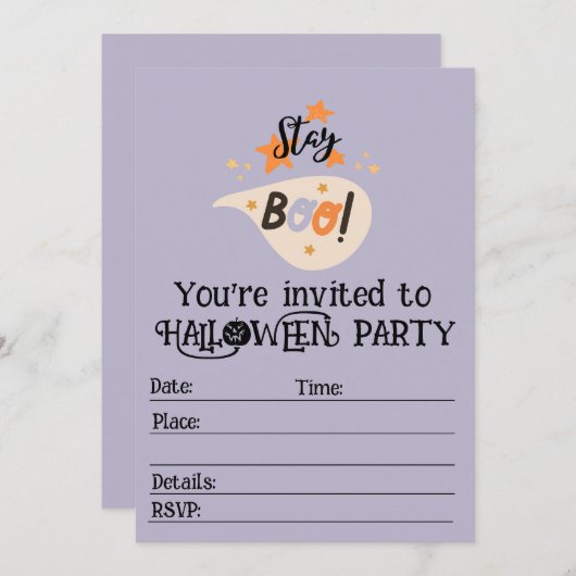 Stay Boo Halloween invitation à la fête d'Hallowee (Devant / Derrière)