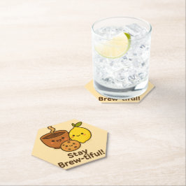 Stay Brew-tiful – Cute Coffee, Lemon & Cookie Kartonnen Onderzetters