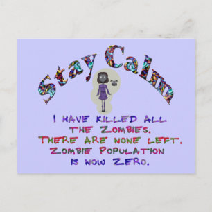 Stay Calm Zombies zijn dood Briefkaart