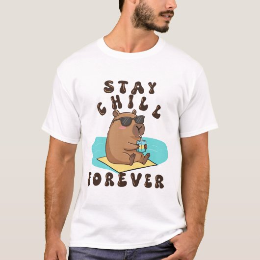 Stay Chill Forever Capybara T-shirt | grappig (Voorkant)